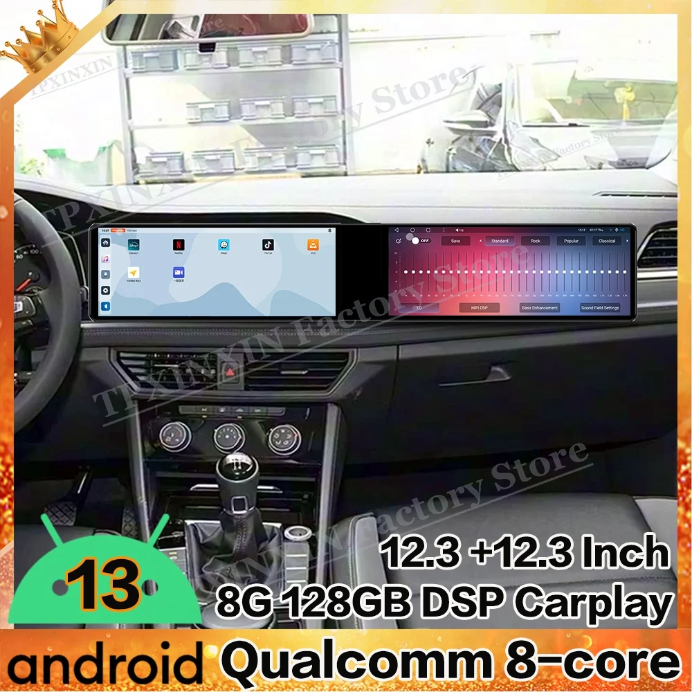 

Интерakcja с двойным экраном Android для Volkswagen Sagitar 2019 ~ 2022 Мультимедийная GPS-навигация Автомобильный радиоприемник Стереоприемник Головное устройство