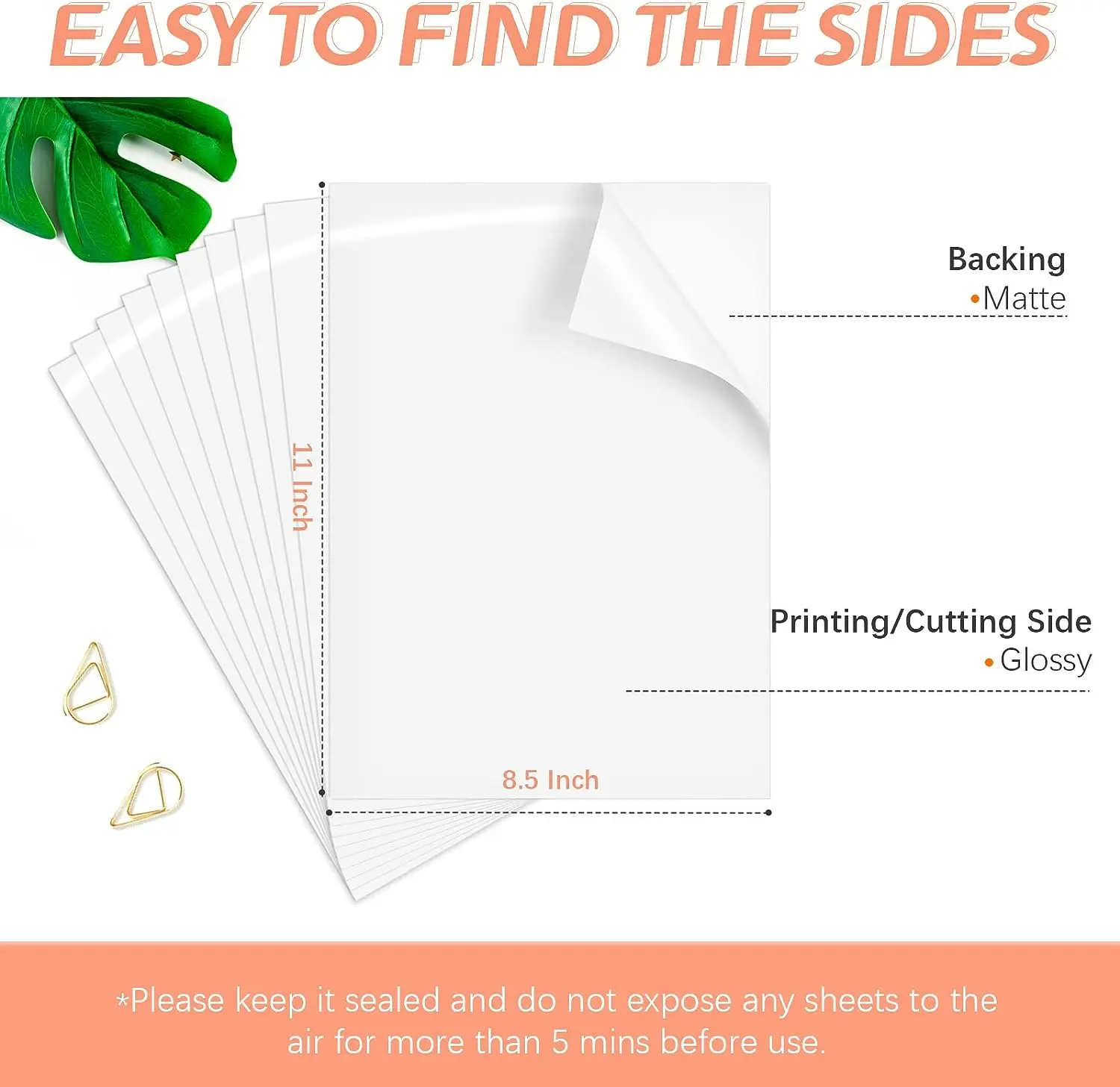 HTVRONT 10 Sheets Matte Glossy A4 Printable Vinyl Sticker Paper 8.5x11in Self-adhesive Copy Paper for Inkjet Laser Printer DIY