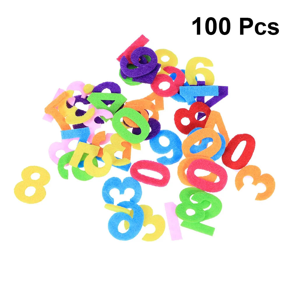 100 Pcs Number Dress Plant Hat Jeans Sewing Adhesive Felt Numbers Cloth Stickers for Crafts Child