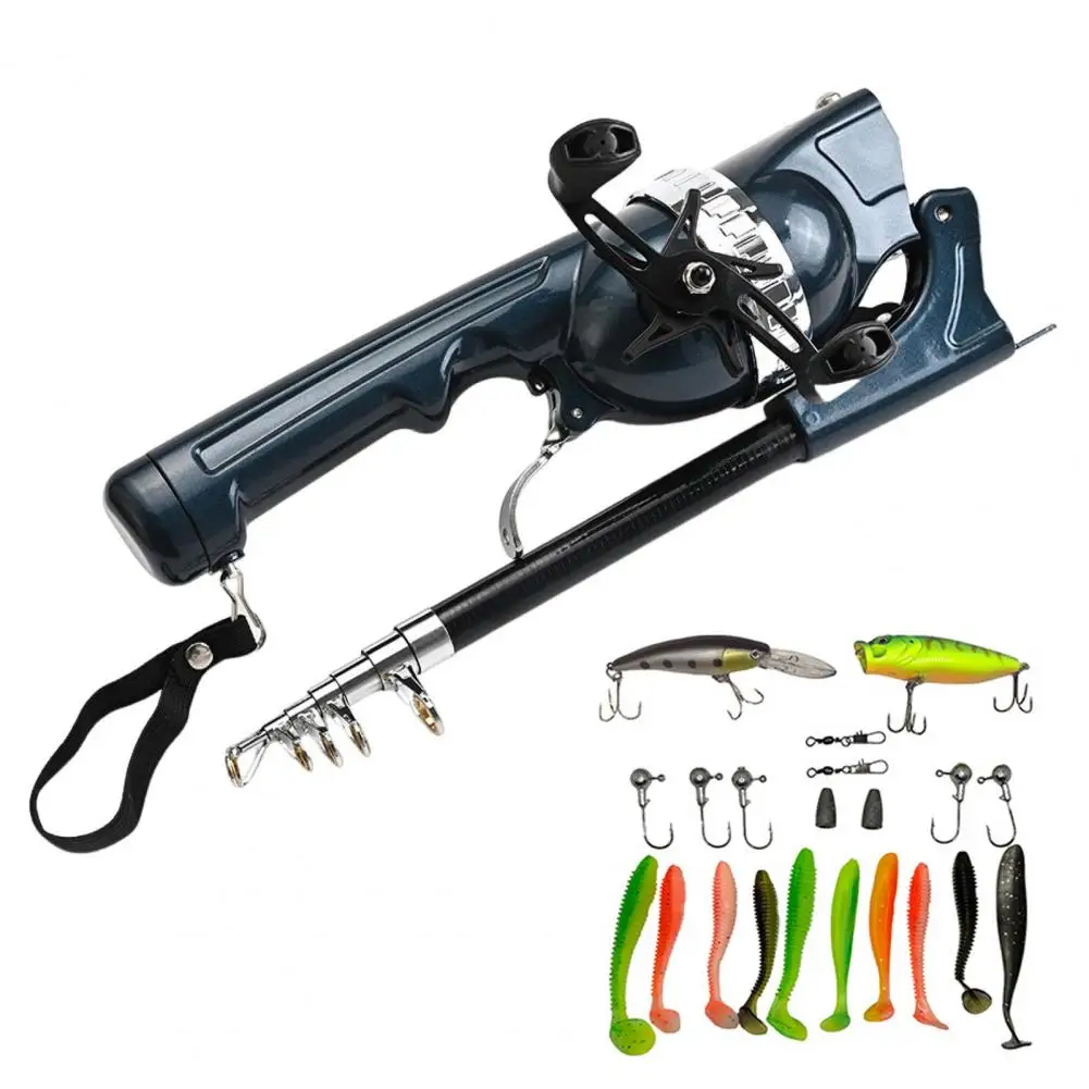 Folding Fishing Rod with Spinning Reel Built-in 80M Line Ergonomic Handle Portable Telescopic Fishing Pole Outdoor Fishing