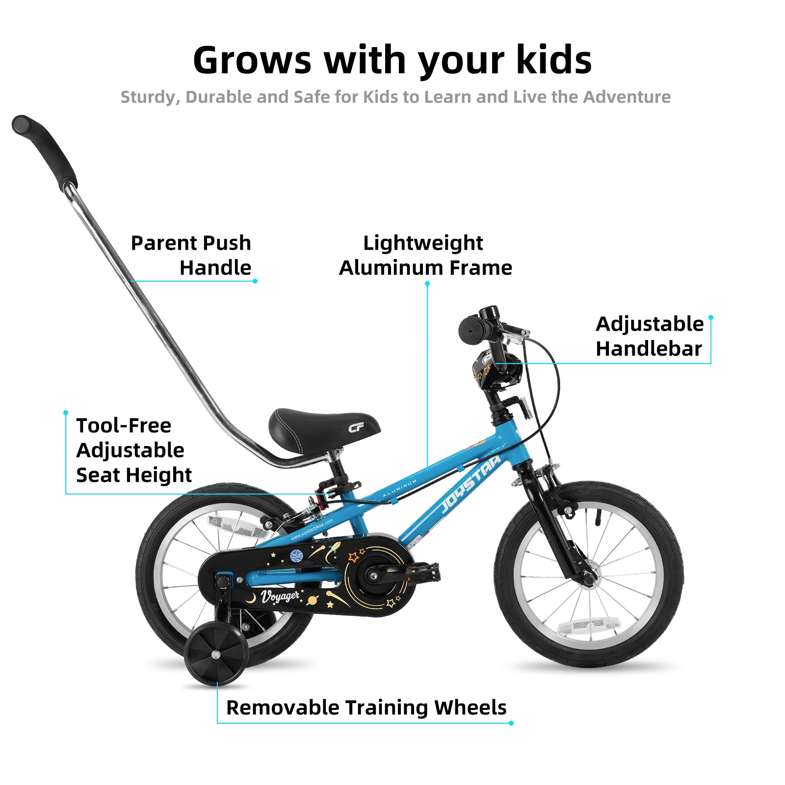 JOYSTAR 14 18 20 Inch Kids Bike Ages 3-12 Years, with Aluminum Alloy Frame, Lightweight Kids' Bicycle for Boys Girls, Blue