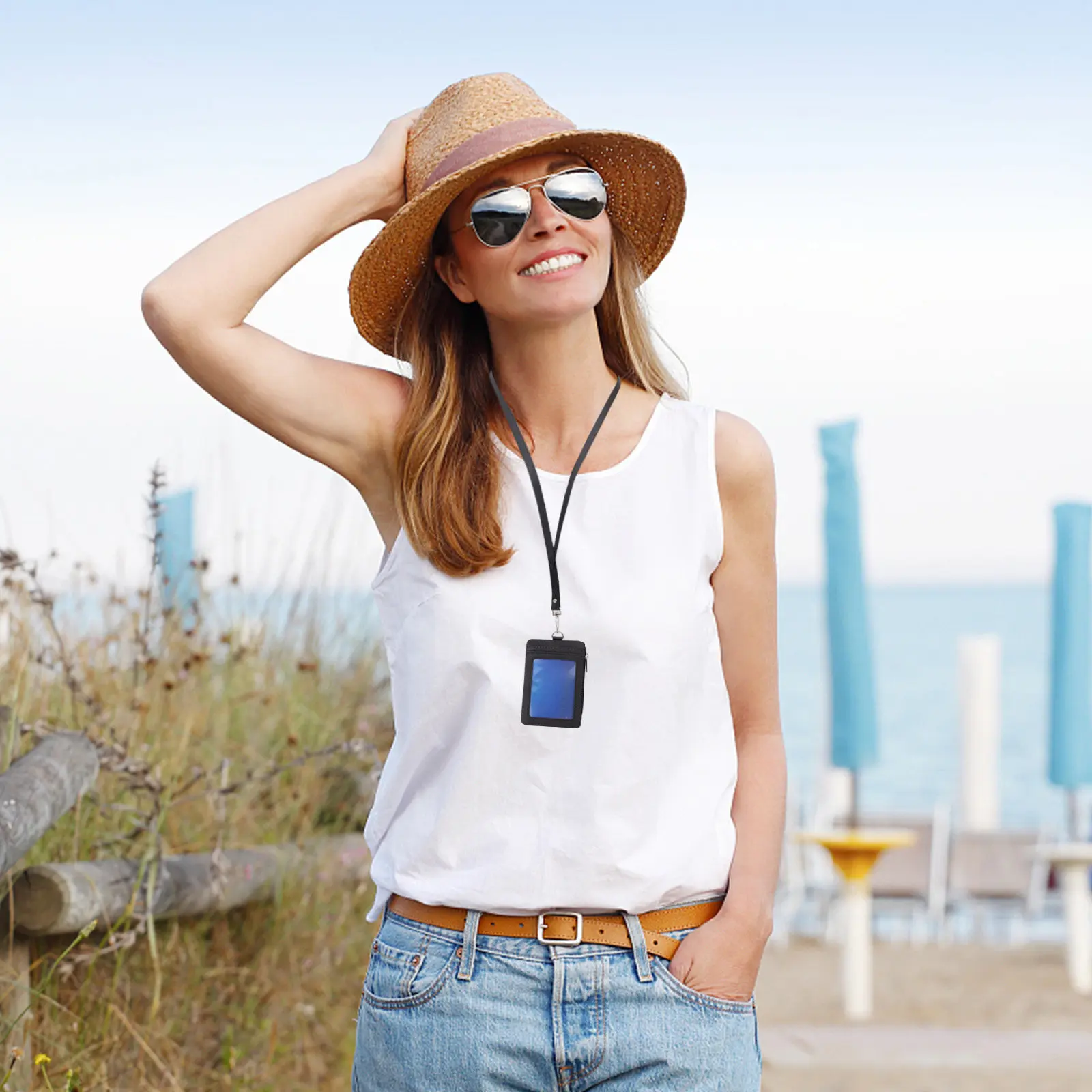 

Id Card Holder with Lanyard Card Sleeve Multifunction Protective Work Badge Student Id Bus Cards Cover Badge Holder