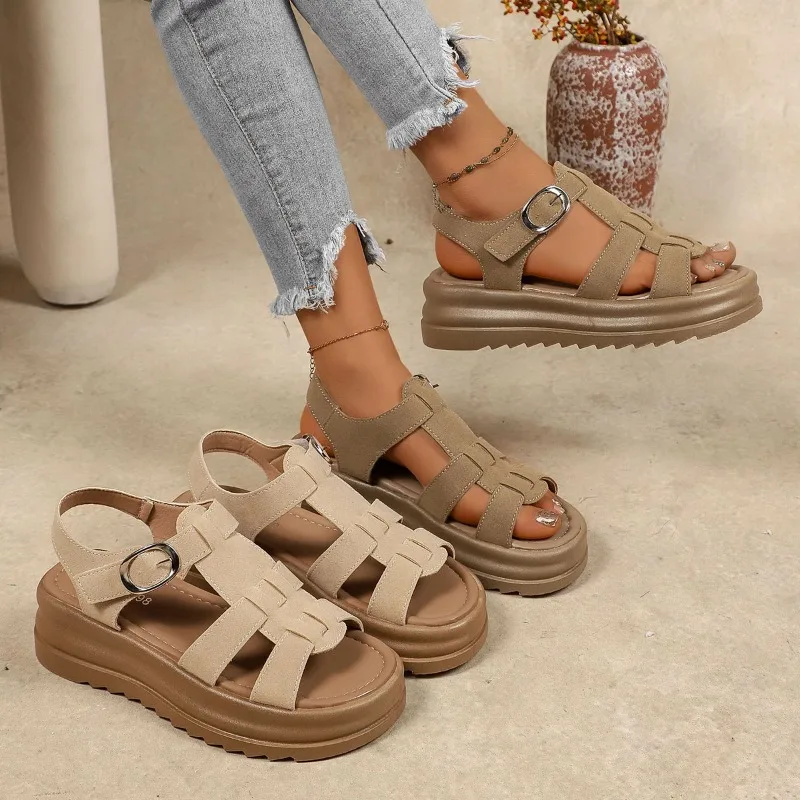 

Summer New Women's Thick Soled High-heeled Open Toed Sandals 2026 Wedge Fashionable Stylish Elegant Comfortable Women Sandals