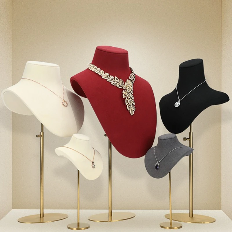 Mannequin Necklace Display Stand Metal Scalable Display Shelf Woman's Necklaces with Pendants Showcase Window Displays Props