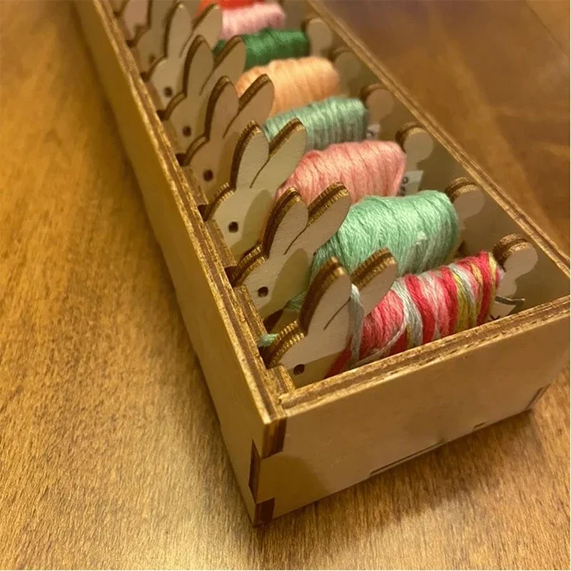 Wooden Animal Bobbin Set Sheep Box Reel Animal Board Shape Furniture Decoration Crafts Small Ornaments Wooden Dog Rabbit Cat