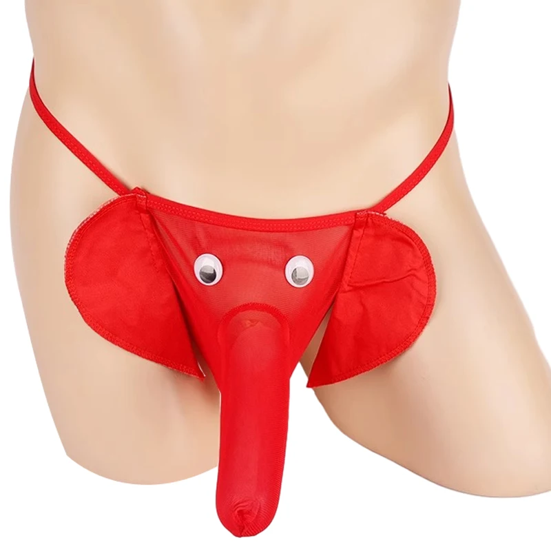 CLEVER-MENMODE Men\'s T Back Long Penis Bag Lingerie Sexy Elephant Nose Thong Porn G String Erotic Panties Adult Role Play Toys