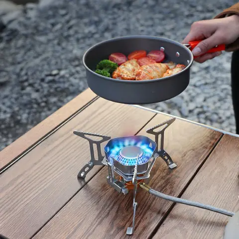 Outdoor Windproof Gas Stove Portable Tourist Camping Picnic Survive Burner 3500/5800W Big Power Foldable Hiking Barbecue Stove