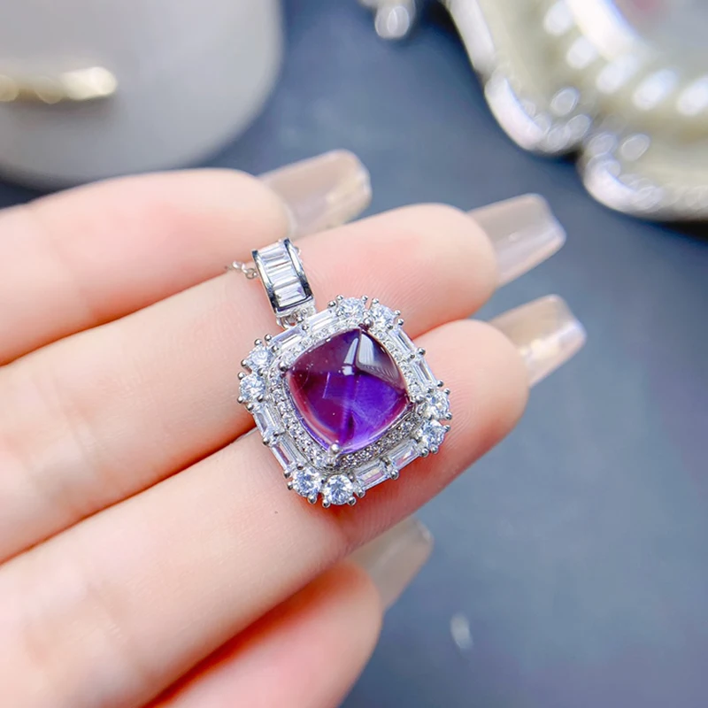 Natural Amethyst pendant necklace for women silver 925 jewelry luxury gem stones 18k gold plated free shiping items