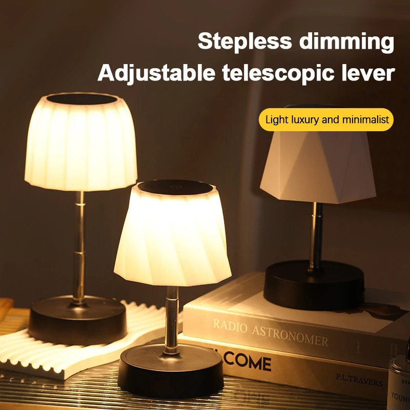 Rechargeable Table Lamp With Adjustable Height Portable Wireless Touch Desktop Night Light For Bedroom Desk Study Reading Lamp