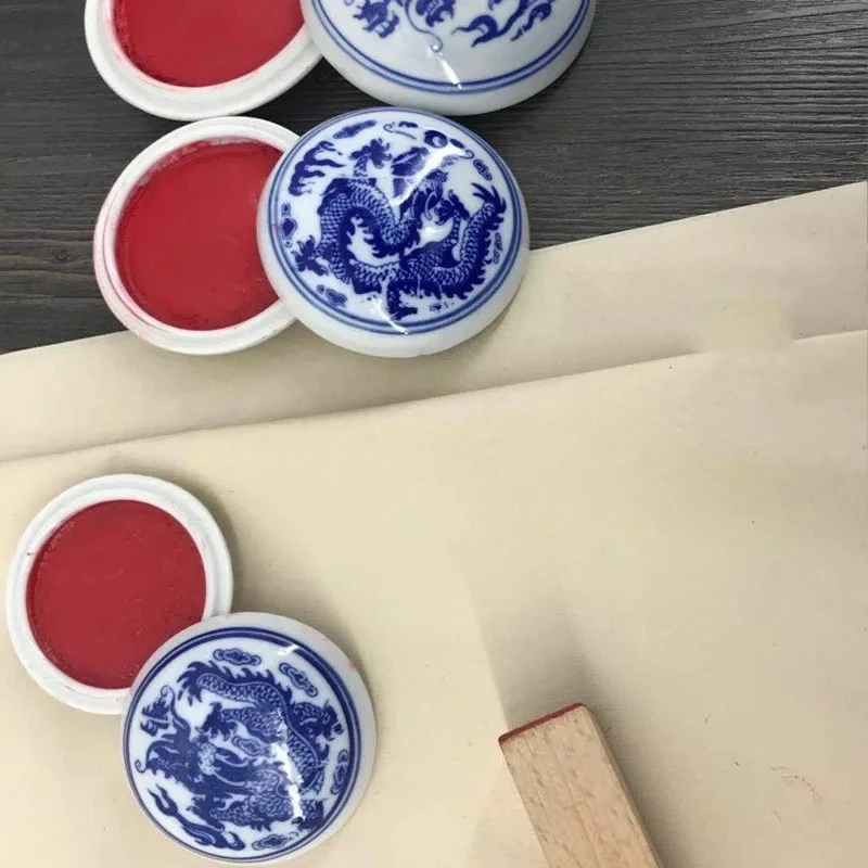 1 unidad de tinta de cinabrio rojo brillante para caligrafía, pintura china, sellos y grabado, pasta de tinta para estampado suave
