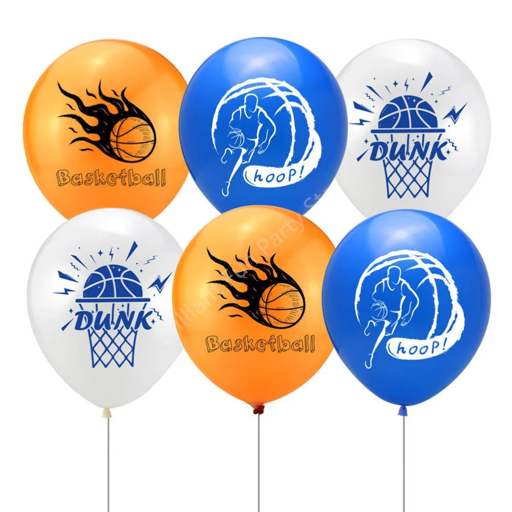 12pcs Basketball 12 Inch Latex Balloons Sports Game Balloon Decorations Kit for Basketball Birthday Baby Shower Party Supplies