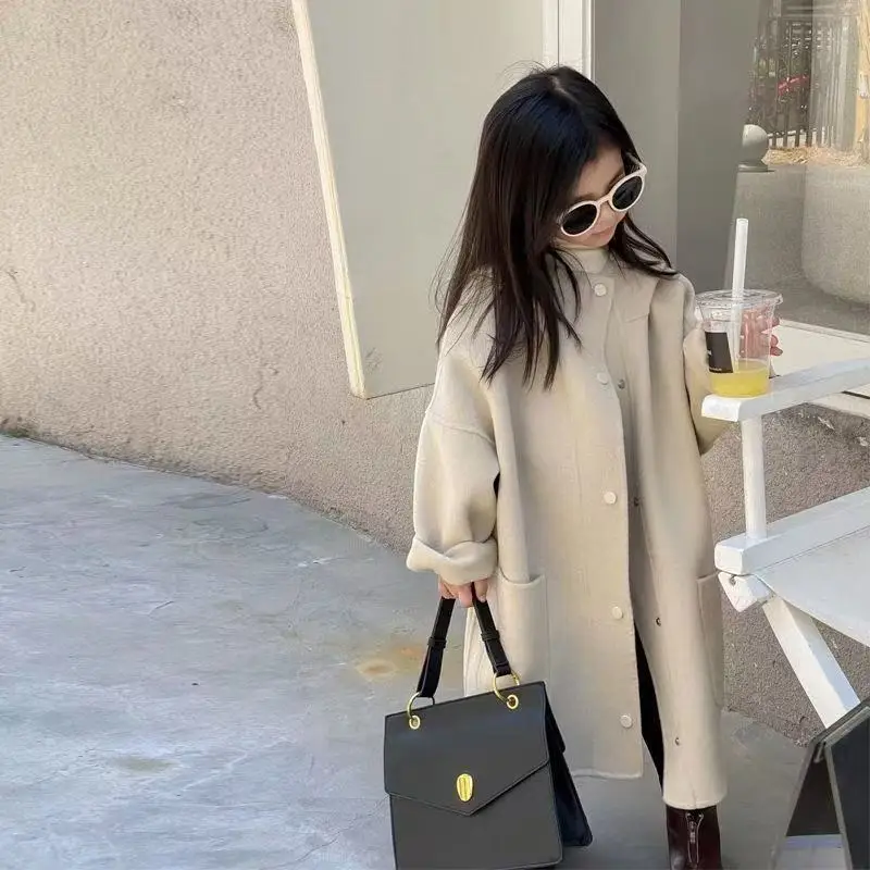 Warm Thicken Winter Cotton Teenagers Outwear Children's Clothing Girls Woolen Coat Overcoat Jacket Windbreak 2025 New Kids Top