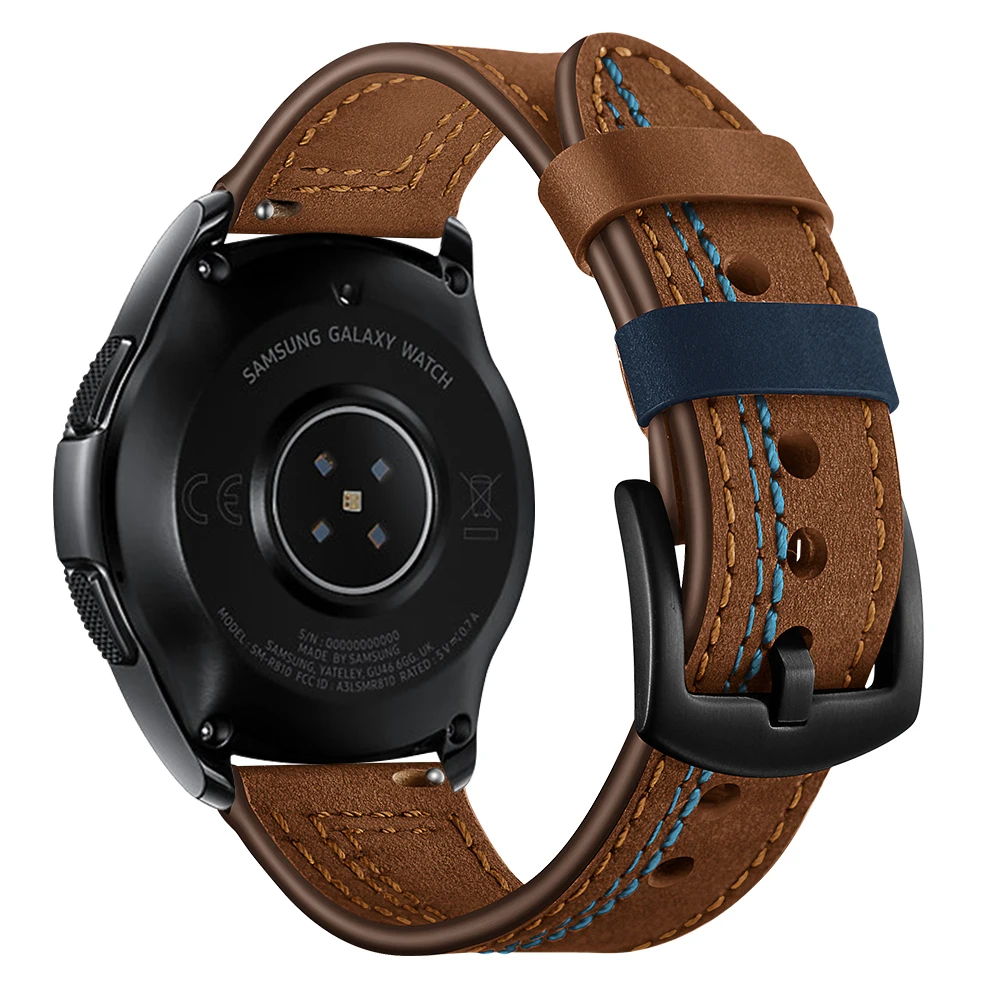 22mm 20mm Leather strap For Samsung Galaxy Watch Gear/Active 2/Huawei Watch GT2 Sports breathable bracelet band For Amazfit GTR