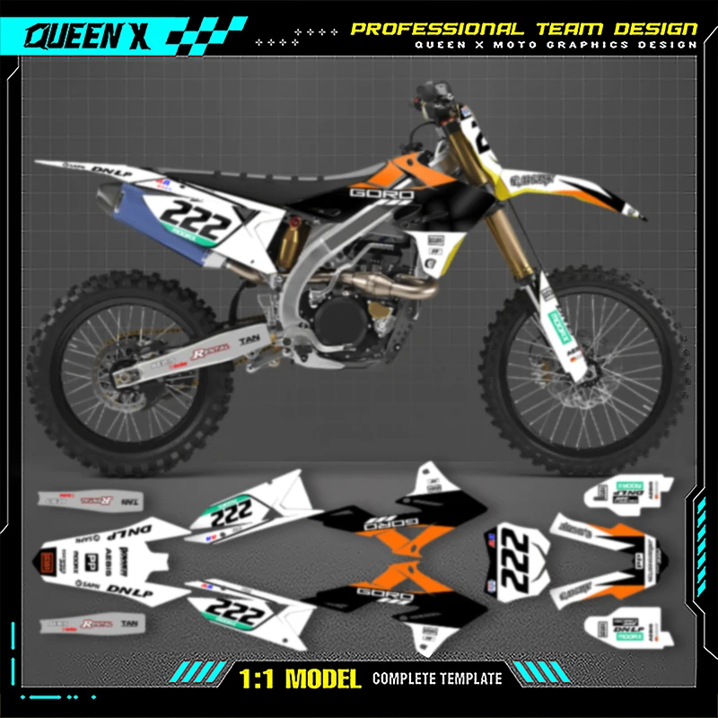 

QUEEN X MOTO индивидуальная команда для SUZUKI RMZ450 2018 2019 2020 004 мотоциклетная графика фоновая наклейка комплект наклеек