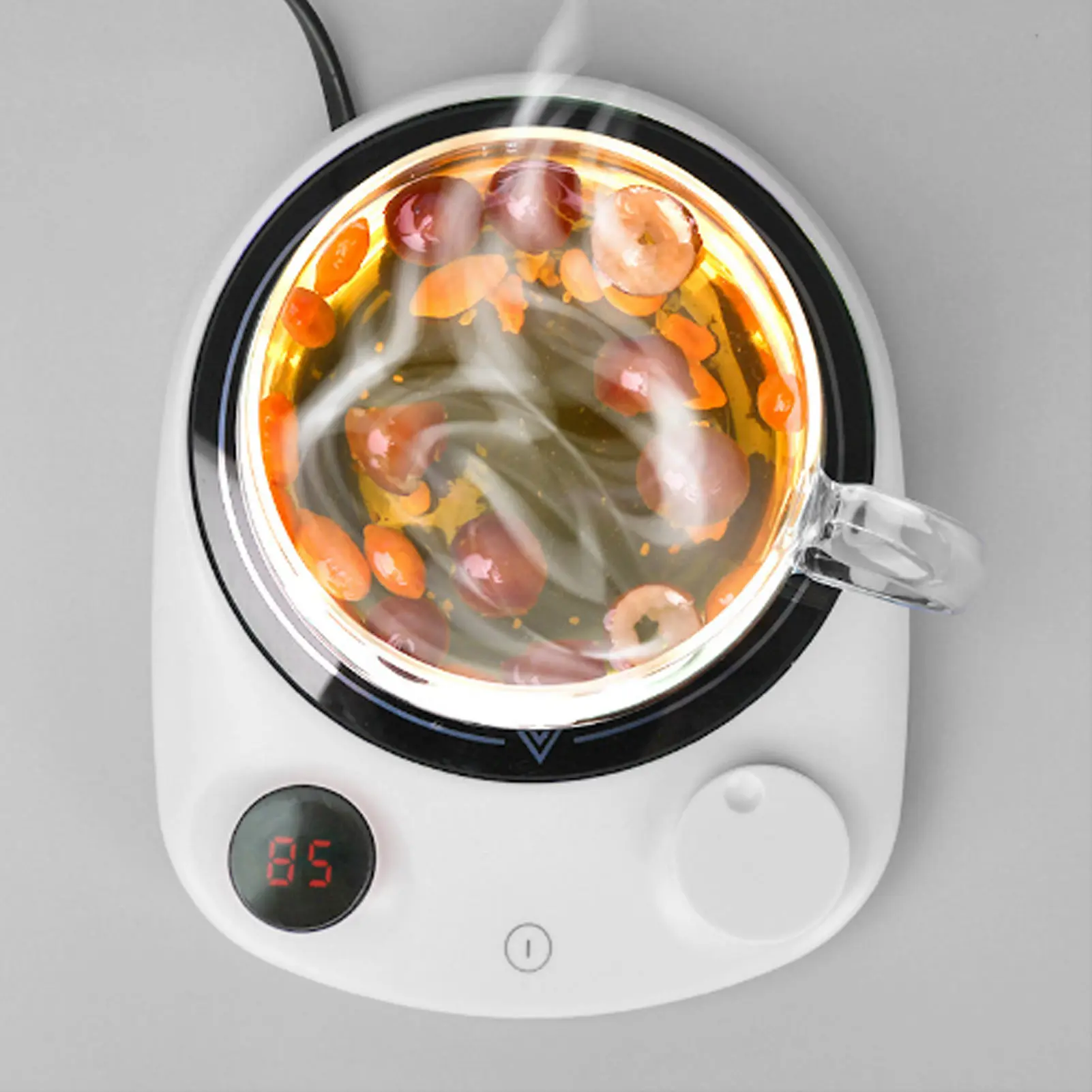 Electric Heating Cup Warmer Constant Temperature Auto Shut Off Milk Coffee Mug Heater White