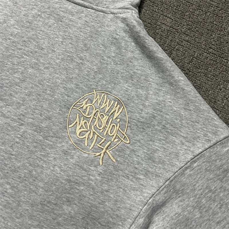 نمط مطرز المتضخم موضة Ida زيبر هوديي رمادي الرجال النساء خريف شتاء القطن البلوز سترة أفضل جودة