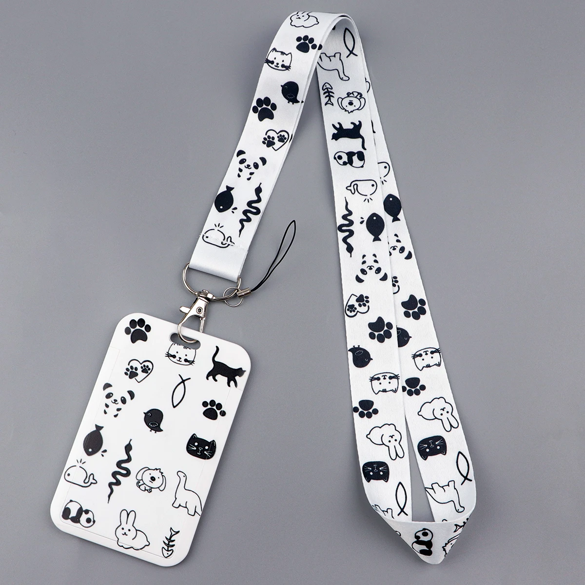 Kawaii Cartoon Black Cat Neck Straps lanyard Car Keychain Credit  ID Card Pass Gym Mobile Phone Badge Holder Jewelry Gifts