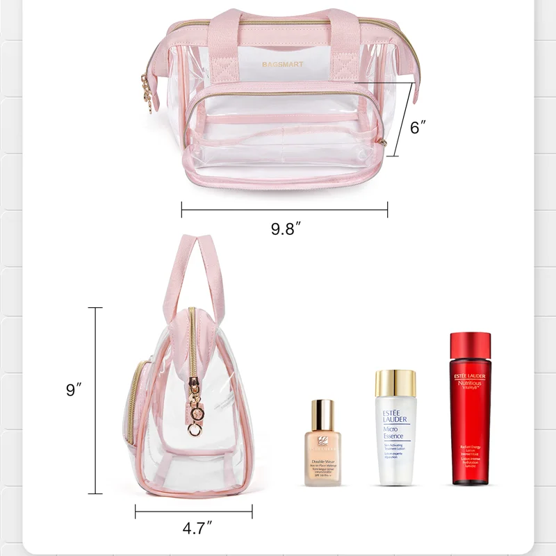 BAGSMART borsa per il trucco da viaggio borsa per cosmetici con ampia apertura e maniglia per il trasporto articoli da toeletta custodia per