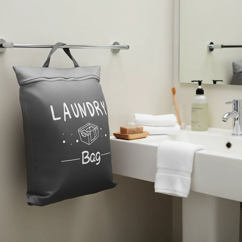 

Waterproof Oxford Laundry Bag For Travel Portable Dirty Clothes Storage Pouch Washable Organizer Bag With Handle & Zipper