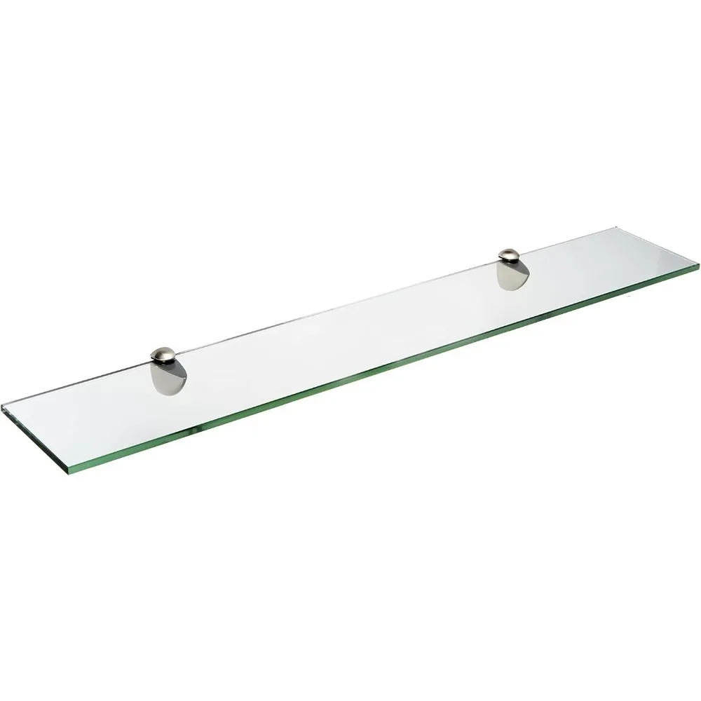 

Peacock Glass Shelf Brushed Steel Frame Wall Mounted Bathroom Kitchen Storage Rack