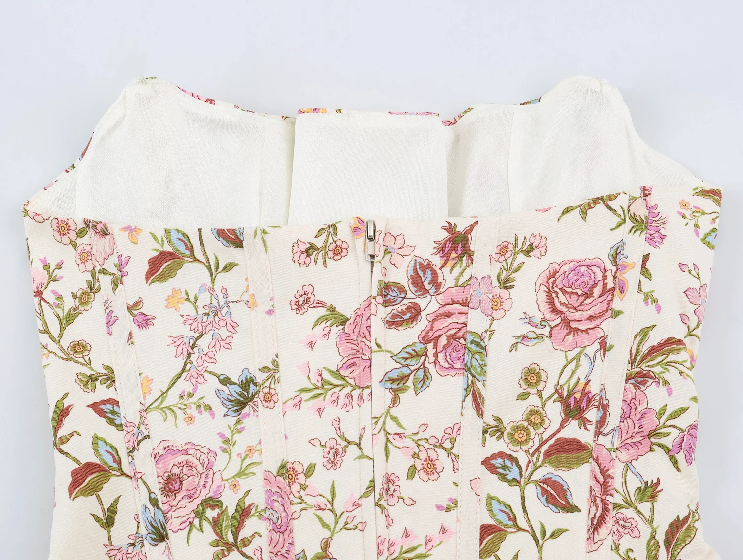 TFMLN Modisches, sexy trägerloses Kleid für Damen, schickes, geblümtes, rückenfreies, schnürbares, elegantes, kurzes Kleid, lässig und süß. – Detail 9