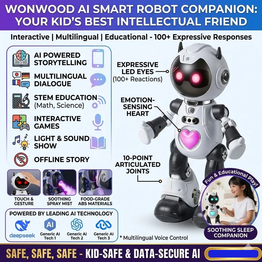 Kids Smart AI Robot Toy Interactive Dialogue Talking Dancing Emotional Companion Educational Gift for Boys Girls