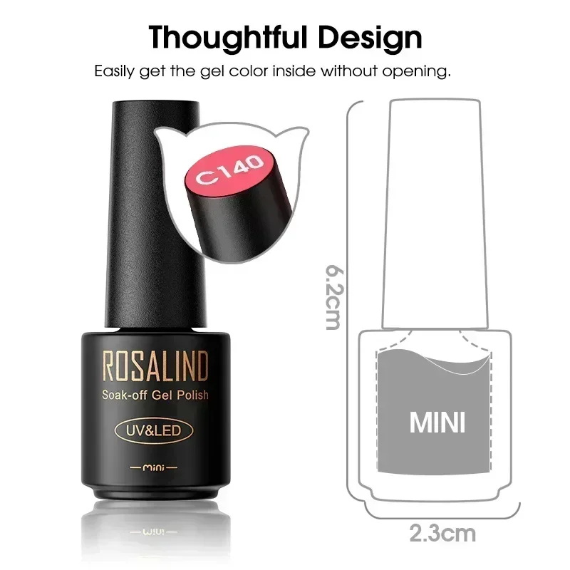 Rosalind Nail Polish Gel Mini Bottle Nail Polish Glue Base Functional Glue Solid Color Semi-permanent UV Nail.