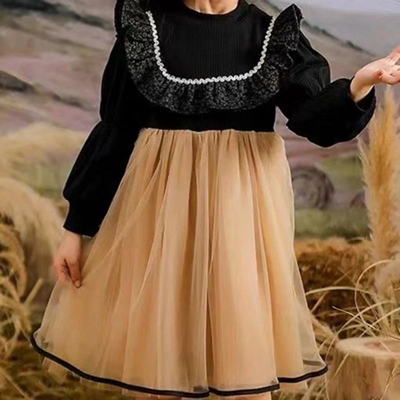 Girls Princess Dress Spring Autumn Birthday Evening Dresses Girl Long-sleeved Dresses for Party and Wedding  2-10Y Gown for Kids