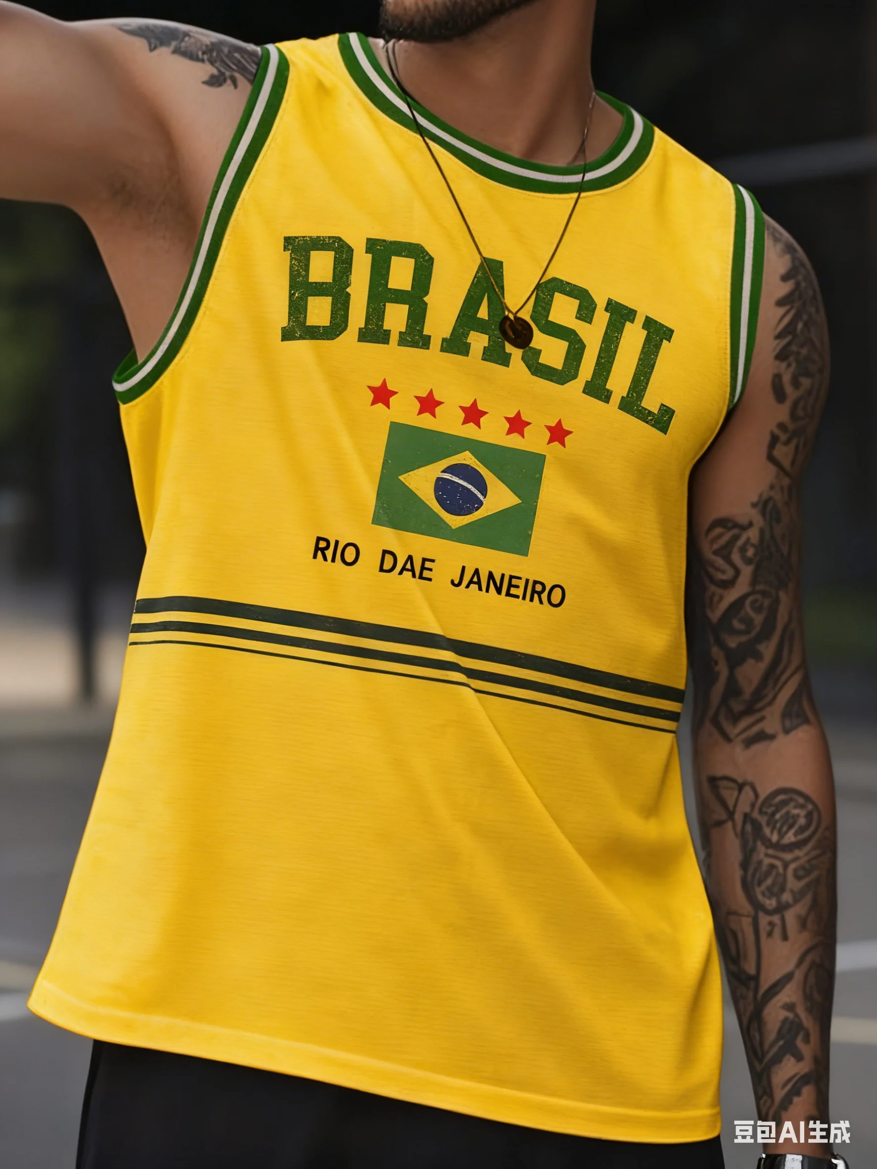 

Men's Summer Brazil Rio de Janeiro Letter Print Contrast Color Vest, Breathable Crew Neck, Casual Sports & Basketball Style