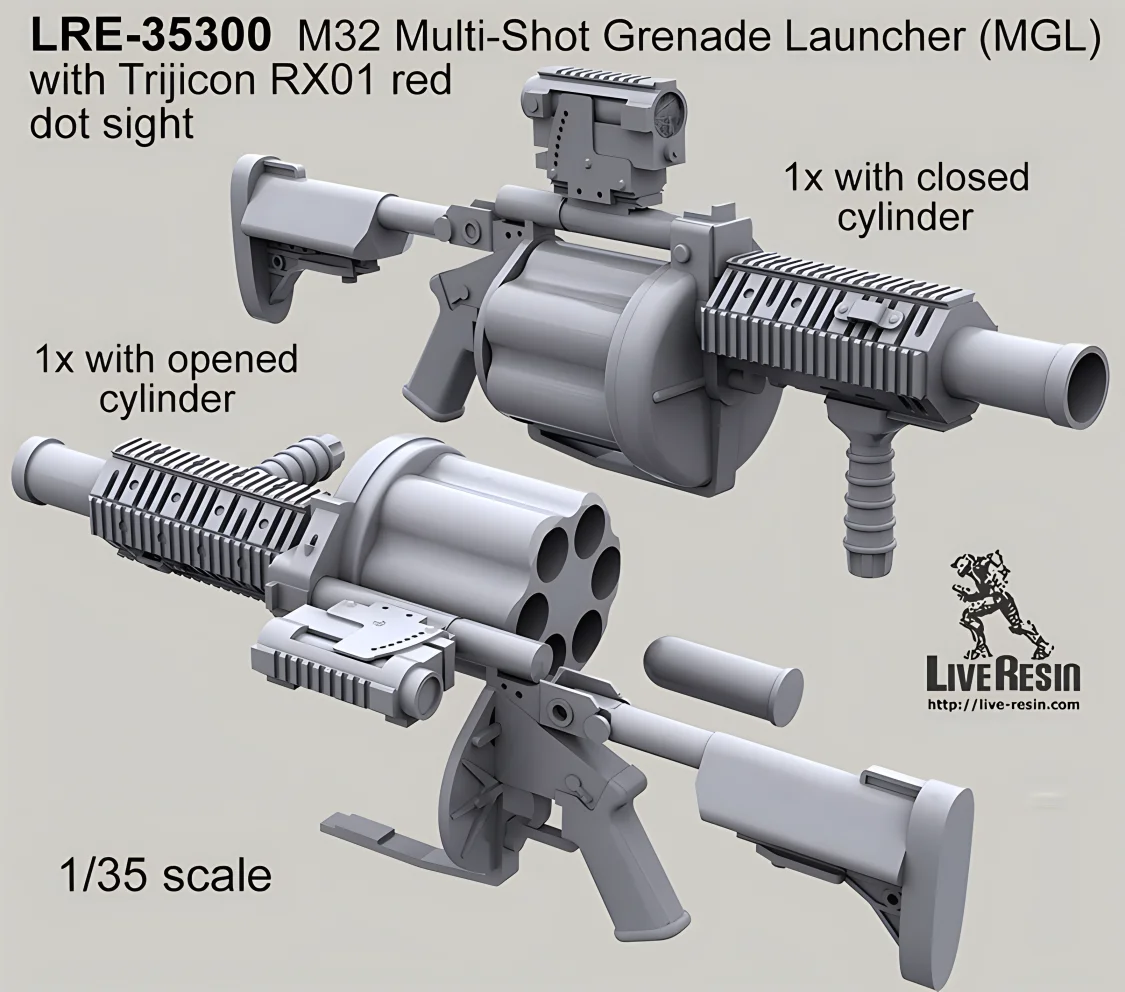 

1:35 Resin kit M32 multi-mirror launcher (MGL) and Trijicon RX01 red dot sight