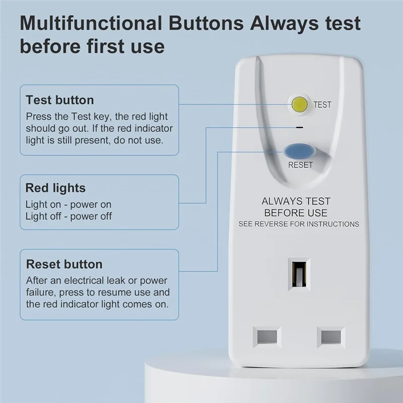 

A95I-Leakage Protection 30Ma PRCD Socket 13A RCD Plug UK Standard White Polycarbonate Adapter