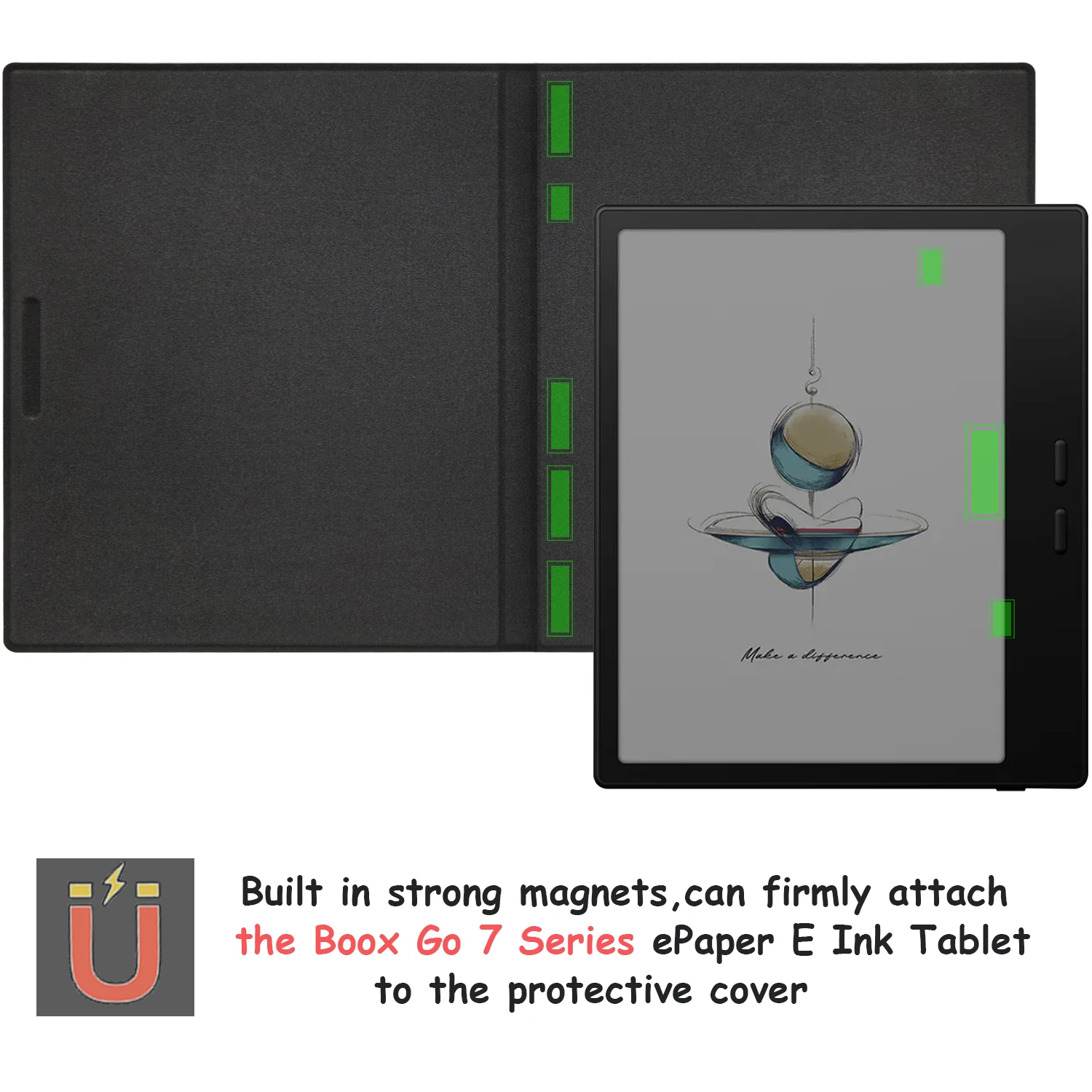 Magnetyczne skórzane etui na 7'' Onyx Boox Go 7 / Boox Go Color 7 (Gen II/Gen I 2025/2024) Ultra-cienkie etui z automatycznym usypianiem/wybudzaniem — zdjęcie produktu 3