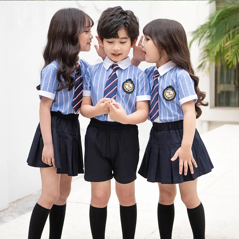 Summer Kids Captain Uniform Boys Military Costumes Shirt Tie Shorts Girls Blouse Skirts School Outfit Child Cosplay Clothes Sets