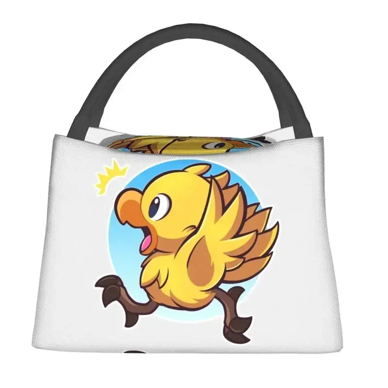 Custom Final Fantasy Chocobo Yellow Bird Lunch Bags Men Women Cooler Warm Insulated Lunch Box for Picnic Camping Work Travel