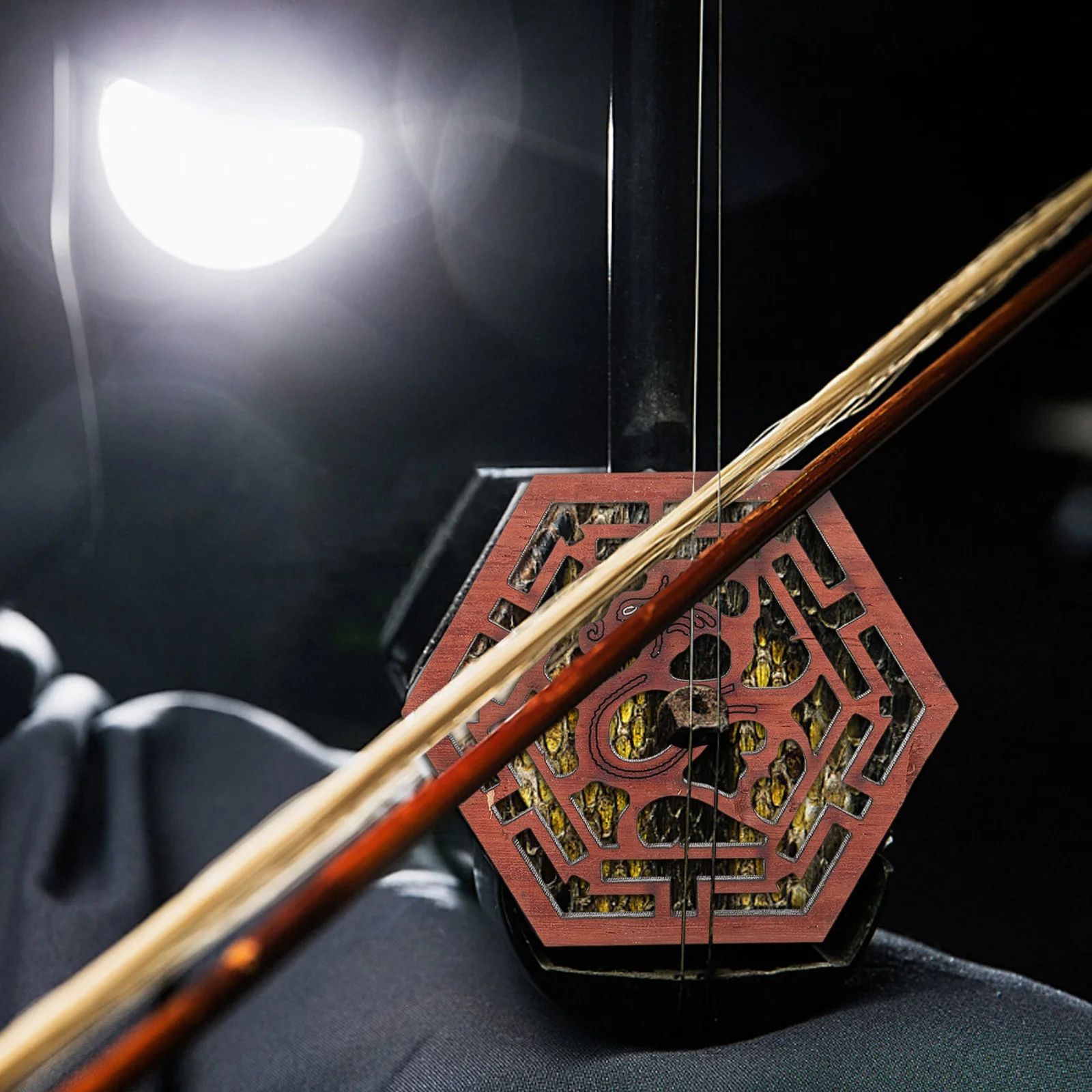 نافذة صوت Erhu الخشبية، جزء بديل بنمط التنين التقليدي السداسي لنوافذ صوت الكمان الصينية #5