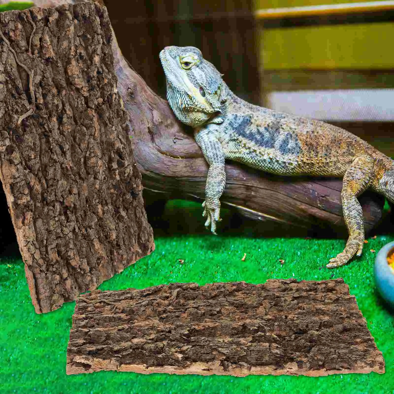 2 Pcs Reptile Bark Snake Climbing Cork Platforms Sea ​​turtle Bask Decorations Lizard