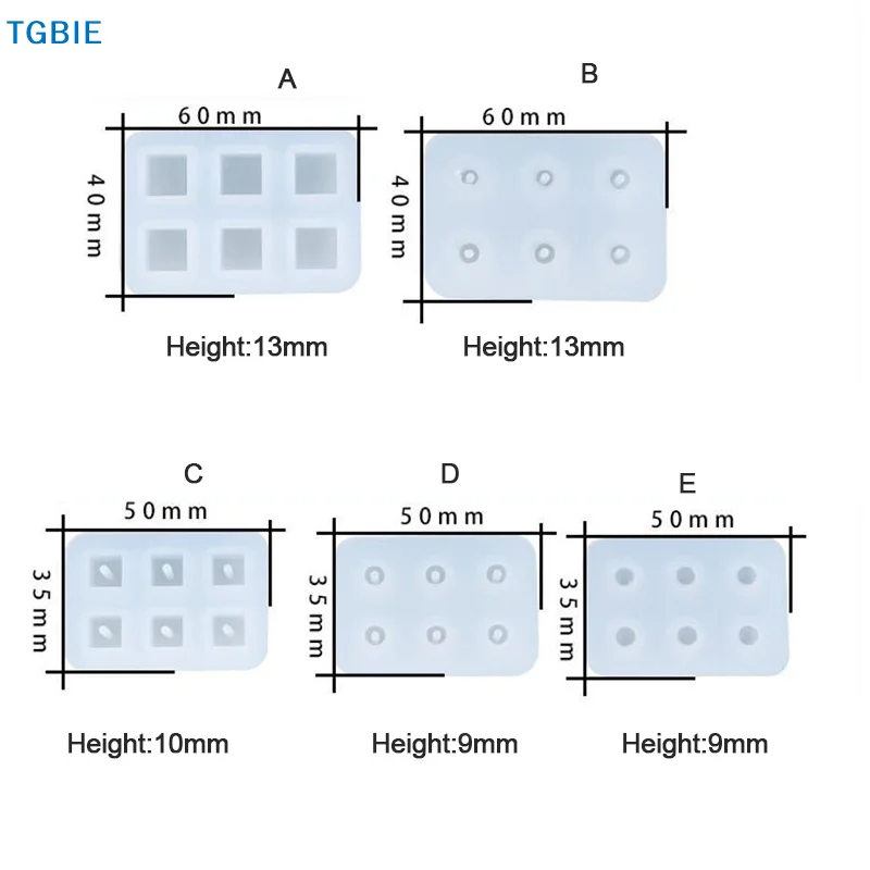 [TL]Rectangle Silicone Mould Square Bead Ball 6 Holes DIY Epoxy Jewelry Pendant Mold
