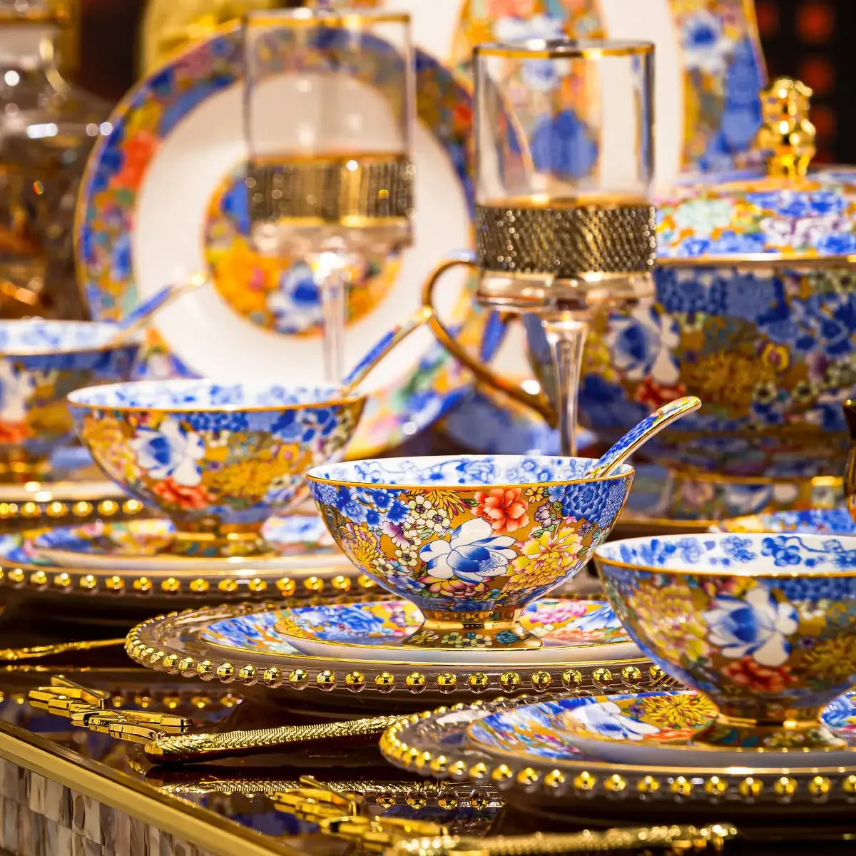DSA high-grade enamel color tableware, dishes set, household Chinese light luxury housewarming dishes, new home