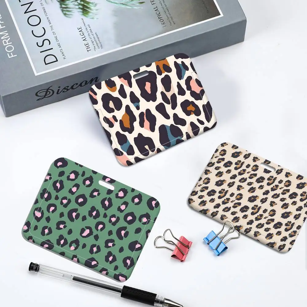 Fashion Leopard Print ID Badge Card Holder Lanyard Kids Credit Card Case Neck Strap Door Card Holder Credentials Gift