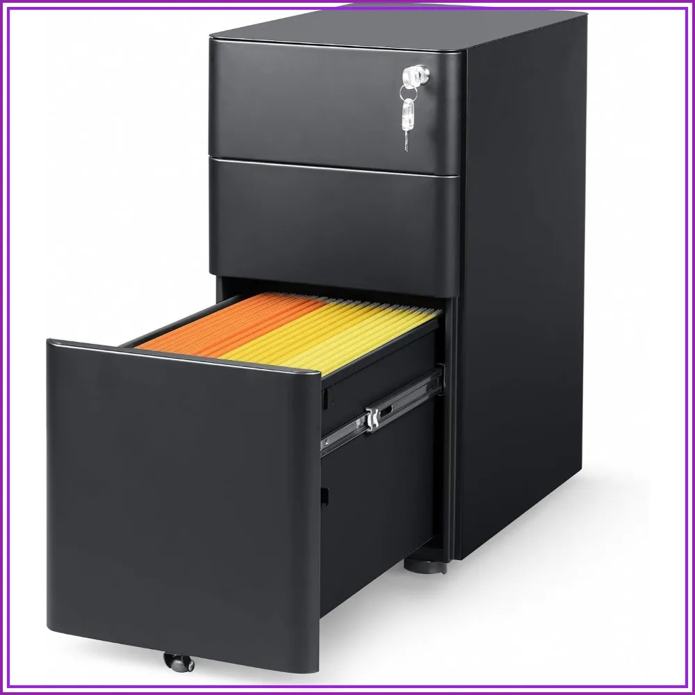 DEVAISE 3 Drawer Mobile File Cabinet, Fully Assembled Except Casters