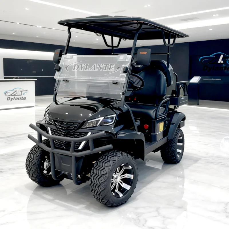 Factory Customized Solar Panel Powered Utility Vehicle 60V Lithium Battery Electric Golf Cart, Hunting Cart, With Cargo Box