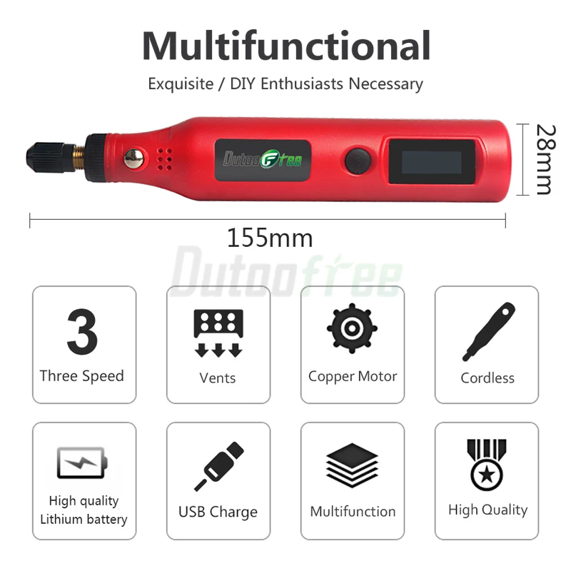 5000r-15000r/min USB Wireless Mini Electric Drill Rotary Tool Woodworking Engraving Pen Dremel Tools for Jewelry Metal Glass