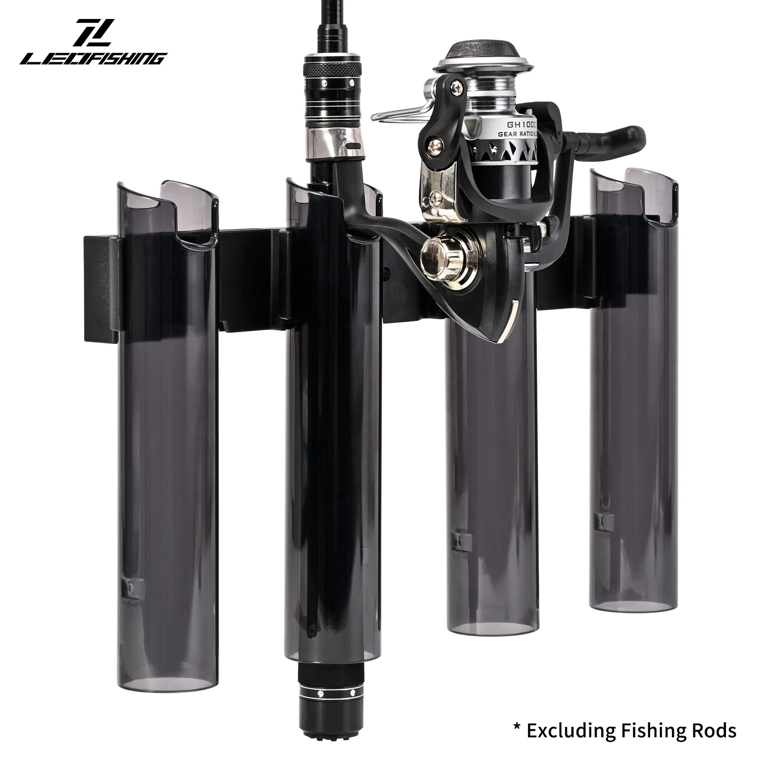 

Fishing Rod Holder Bracket 4 Tubes Rod Rack Fits Spinning Or Casting Rod Wall Mounted Fishing Rod Holder for Wall Garage Storage