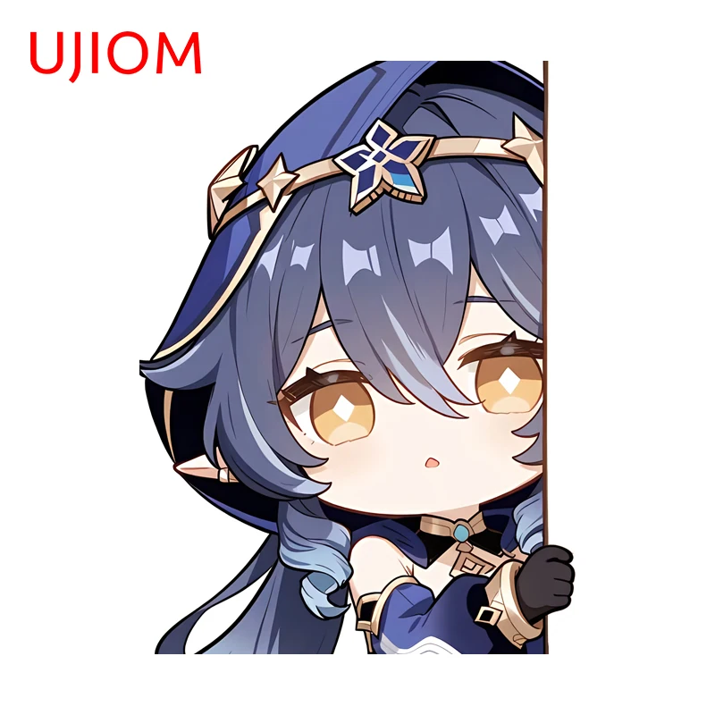 UJIOM Genshin Impact Peeker Figure Wall Sticker Trendy Popular Attractive Occlusion Scratch PVC Decal Computer Case Decoration