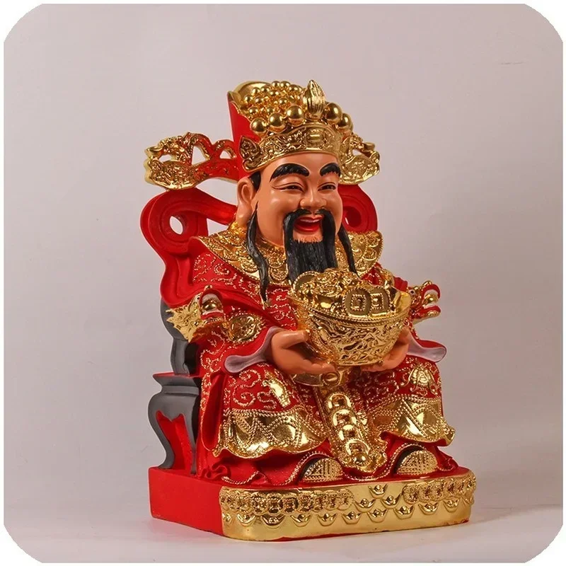 God of Wealth Buddha Statue Resin Jack Purcell Ingot Red Clothes Ingot Home Worship Statue of God of Wealth Ornaments