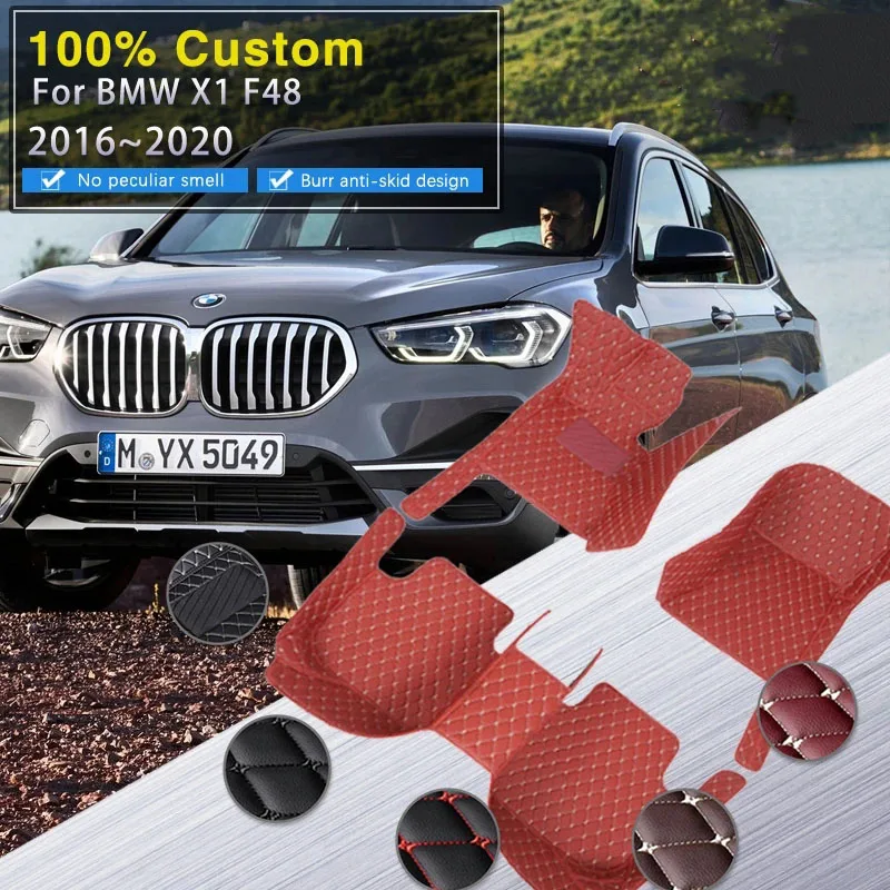 

Car Floor Mats For BMW X1 F48 Mk2 2016~2020 Leather Luxury Mat Protective Pad Rug Covers Carpet Car Accessories Interior Parts