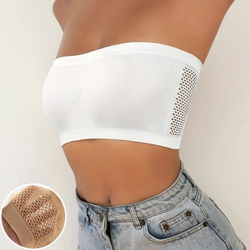 New Breathable Mesh Invisible Strapless Chest Wraps Tube Top Strapless Bra For Women Summer Elastic Strapless Crop Top Brassiere