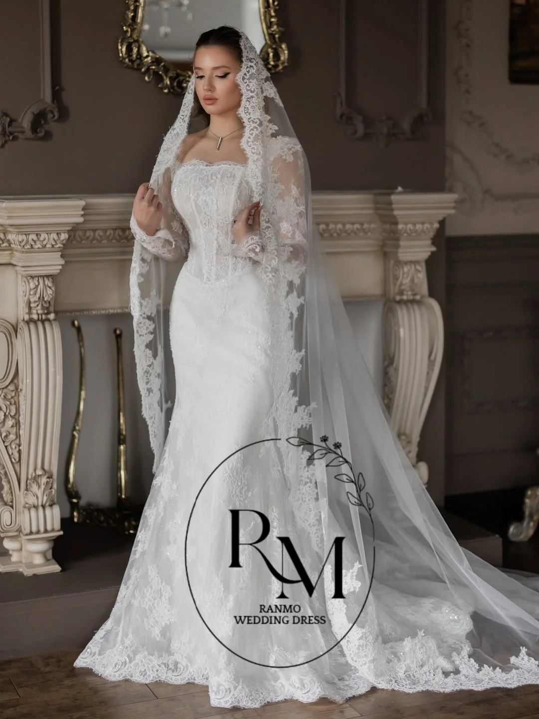 Ranmo New Exquisite Mermaid Wedding Dress Square Collar Sequined Lace Bridal Gown 2026 Floor-Length Customized Vestidos De Novia view 5