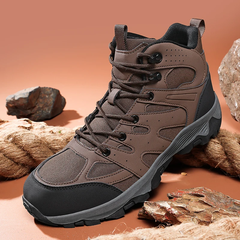 

Мужские треккинговые кроссовки 2026 года: нескользящие спортивные горные ботинки на шнуровке, высокие кроссовки для активного отдыха и ходьбы