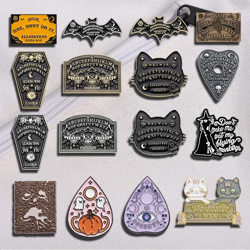 Punk Ouija Board Series Enamel Pins Custom Retro Witch Divination Brooch Lapel Backpack Badge Halloween Jewelry Gift for Friends